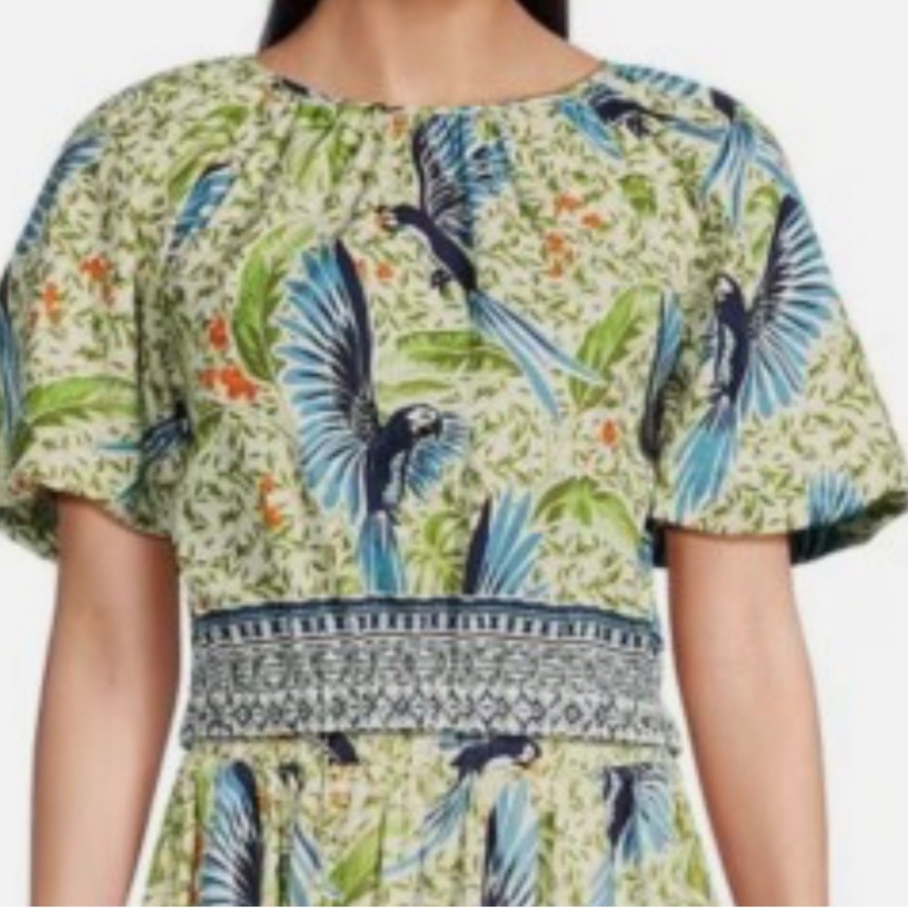 Alex Marie Women Puff Sleeve Boho Top Blouse Bondi Birds  XL